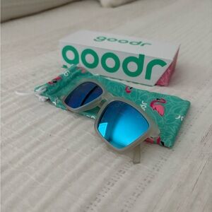 Goodr Women's Gray and Blue Sunglasses Middle Seat Advantage